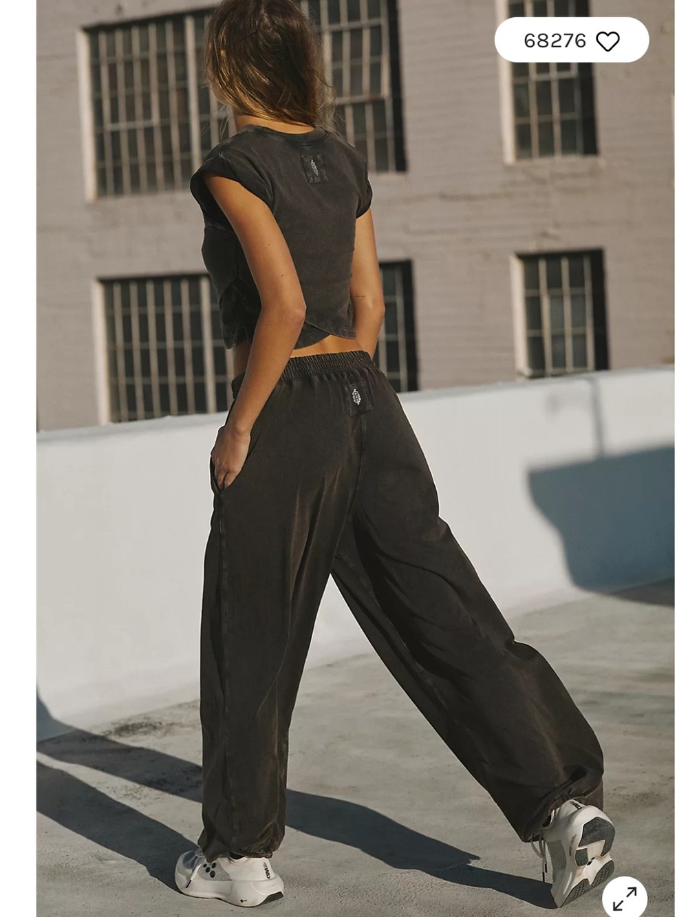 FP Movement by Free People Washed Black Wide Leg Jumpsuit Pants - Picture 2 of 4